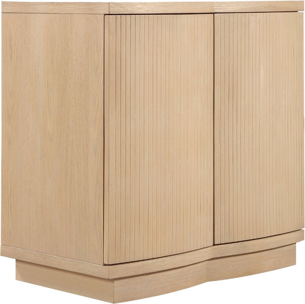 Meridian Furniture Aveline Fluted Oak Veneer Modular Buffet Sideboard with Curved Silhouette for Dining Rooms Natural 31.5" W (1pc) 77006Natural-T