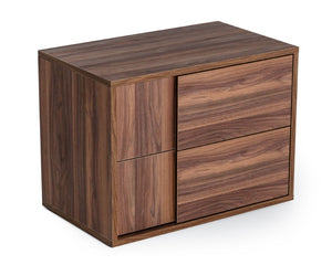 VIG Furniture Asus Italian Modern Walnut Nightstand – 2-Drawer Matte Walnut Veneer, Soft-Close, No Assembly VGACASUS-NS-WAL