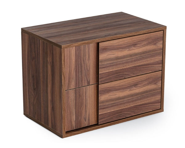 VIG Furniture Asus Italian Modern Walnut Nightstand – 2-Drawer Matte Walnut Veneer, Soft-Close, No Assembly VGACASUS-NS-WAL
