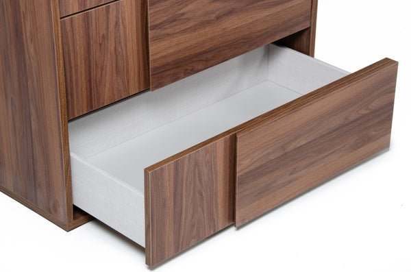 VIG Furniture Asus Italian Walnut Chest - 5-Drawer Matte Walnut Veneer, Soft-Close Ball Bearings, No Assembly VGACASUS-CHEST-WAL