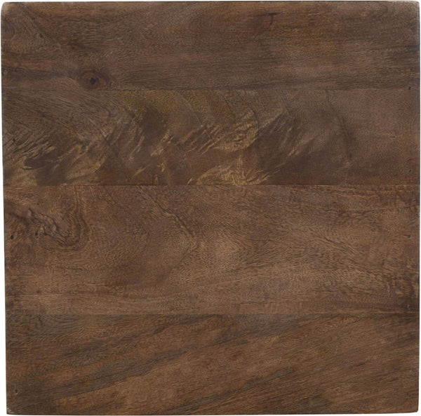 Meridian Furniture Opus Travertine Pedestal End Table with Fluted Mango Wood Top Art Deco Style 77013Brown-ET