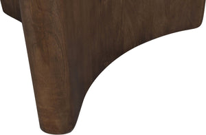 Meridian Furniture Pietra Round Travertine Top Dining Table with Fluted Mango Wood Pedestal Base for Modern 36 inches 77014Brown-DT36