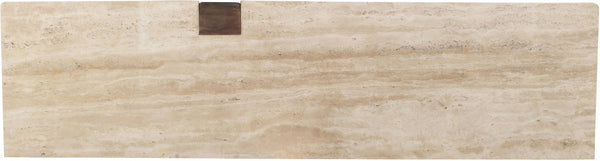 Meridian Furniture Pietra Travertine Top Mango Wood Buffet with Fluted Drum Base Art Deco Sideboard 77015Brown