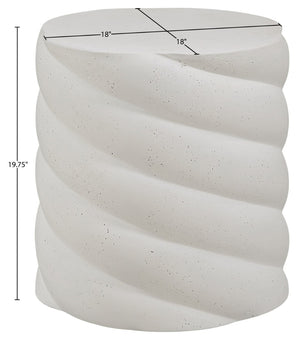 Meridian Furniture Marmet Sculptural Concrete Side Table with Art Deco Form for Indoor Outdoor Use Cream 77019Cream-ET