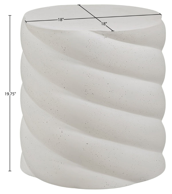 Meridian Furniture Marmet Sculptural Concrete Side Table with Art Deco Form for Indoor Outdoor Use Cream 77019Cream-ET