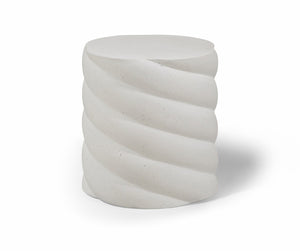 Meridian Furniture Marmet Sculptural Concrete Side Table with Art Deco Form for Indoor Outdoor Use Cream 77019Cream-ET