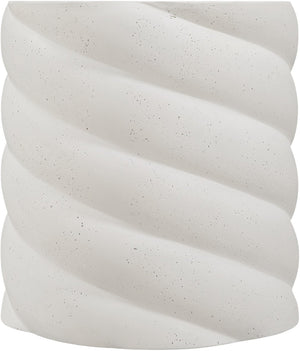 Meridian Furniture Marmet Sculptural Concrete Side Table with Art Deco Form for Indoor Outdoor Use Cream 77019Cream-ET