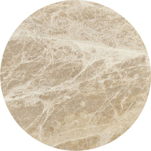 Meridian Furniture Elvira Round Marble Top Mango Wood Pedestal Coffee Table for Living Room Decor 77020Beige-CT