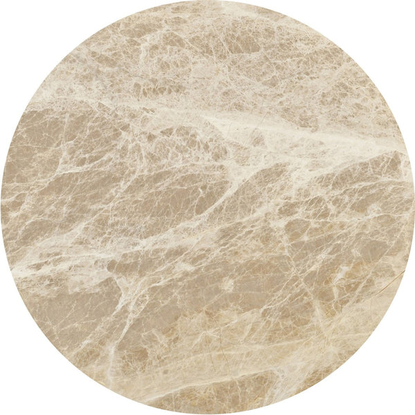 Meridian Furniture Elvira Round Marble Top Mango Wood Pedestal Coffee Table for Living Room Decor 77020Beige-CT