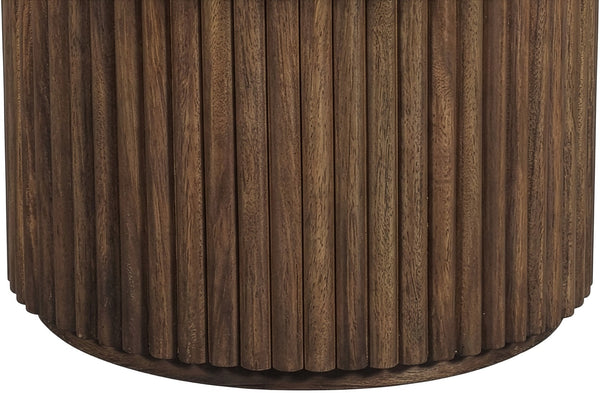 Meridian Furniture Elvira Round Marble Top Mango Wood Pedestal Coffee Table for Living Room Decor 77020Beige-CT