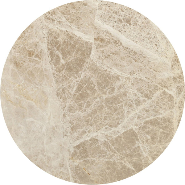 Meridian Furniture Elvira Round Marble Top Mango Wood Pedestal End Table for Living Room Decor 77020Beige-ET
