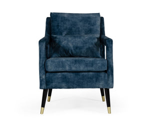 Vig Furniture Divani Casa Doherty - Luxurious Blue Velvet Mid-century Accent Chair With Stylish Gold Legs Blue  Vghk-f4008-20