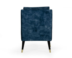 Vig Furniture Divani Casa Doherty - Luxurious Blue Velvet Mid-century Accent Chair With Stylish Gold Legs Blue  Vghk-f4008-20