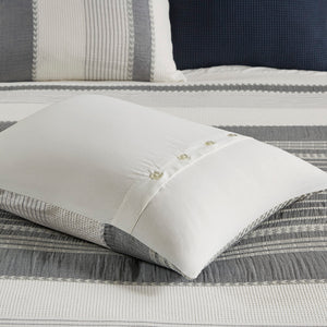 JLA Home Madison Park Signature - Oversized Cotton Jacquard Comforter Set — Farmhouse Waffle Euro Shams, Hypoallergenic Throw Pillows MPS10-523