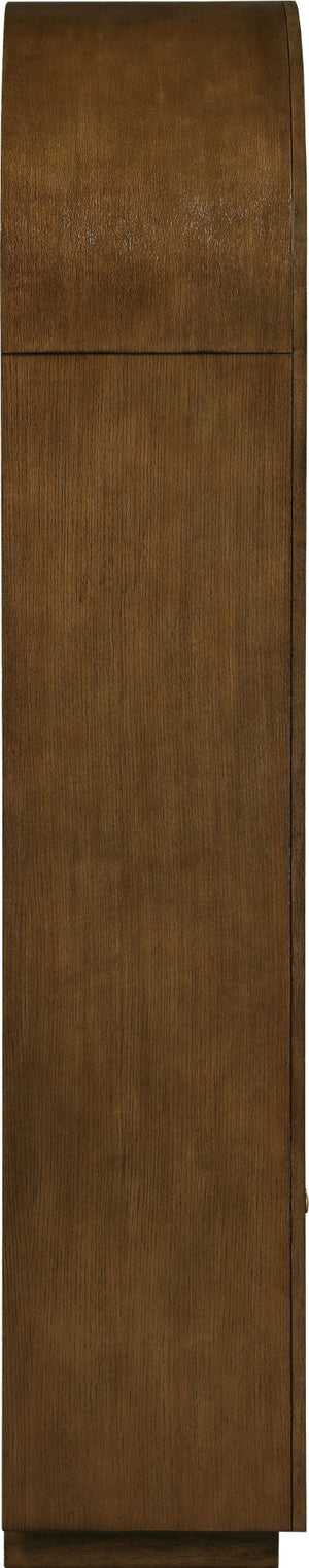Meridian Furniture Botanical Solid Wood Bookcase with Woven Cane Doors and Open Shelves for Living Room Storage Brown 77021Brown