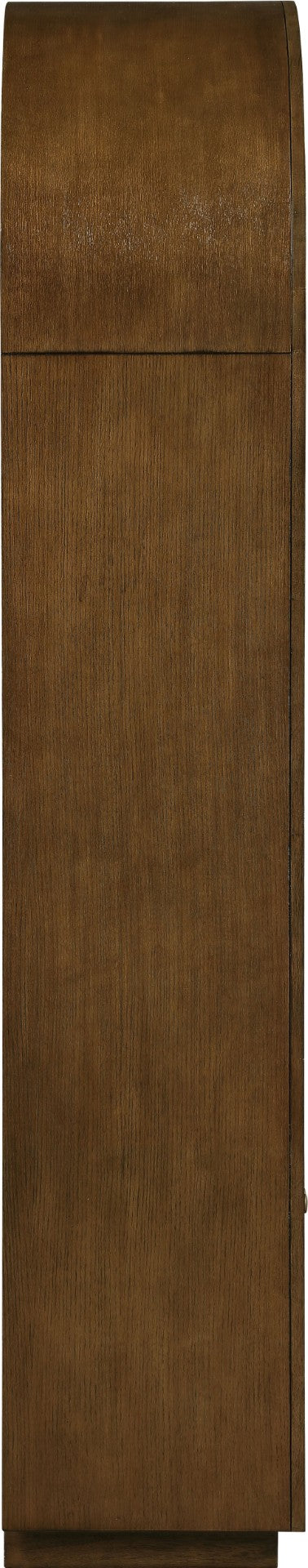 Meridian Furniture Botanical Solid Wood Bookcase with Woven Cane Doors and Open Shelves for Living Room Storage Brown 77021Brown