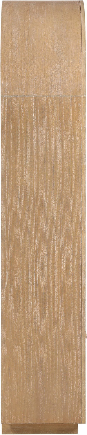 Meridian Furniture Botanical Solid Wood Bookcase with Woven Cane Doors and Open Shelves for Living Room Storage Natural 77021Natural