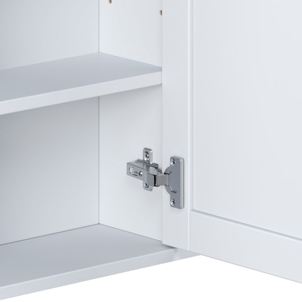 English Elm Bathroom Wall Cabinet with Mirror Door Open Shelving and Adjustable Interior Storage White N817P375228W