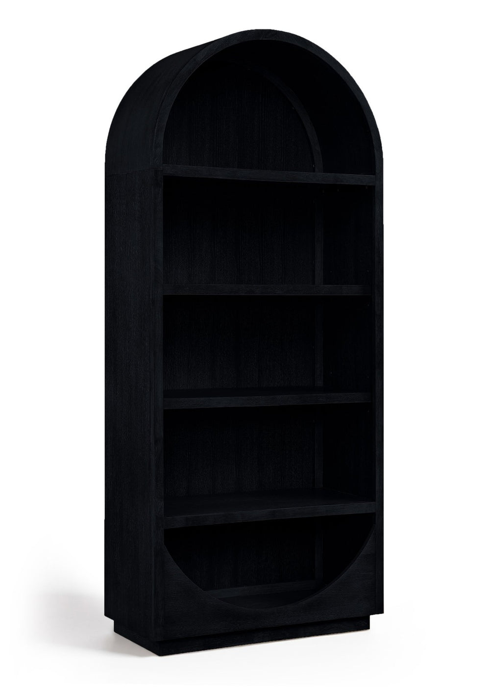 Meridian Furniture Hearth Solid Wood Arched Bookcase Five Open Tiers Sculptural Display for Home Office Storage Black 77024Black