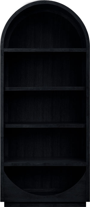 Meridian Furniture Hearth Solid Wood Arched Bookcase Five Open Tiers Sculptural Display for Home Office Storage Black 77024Black