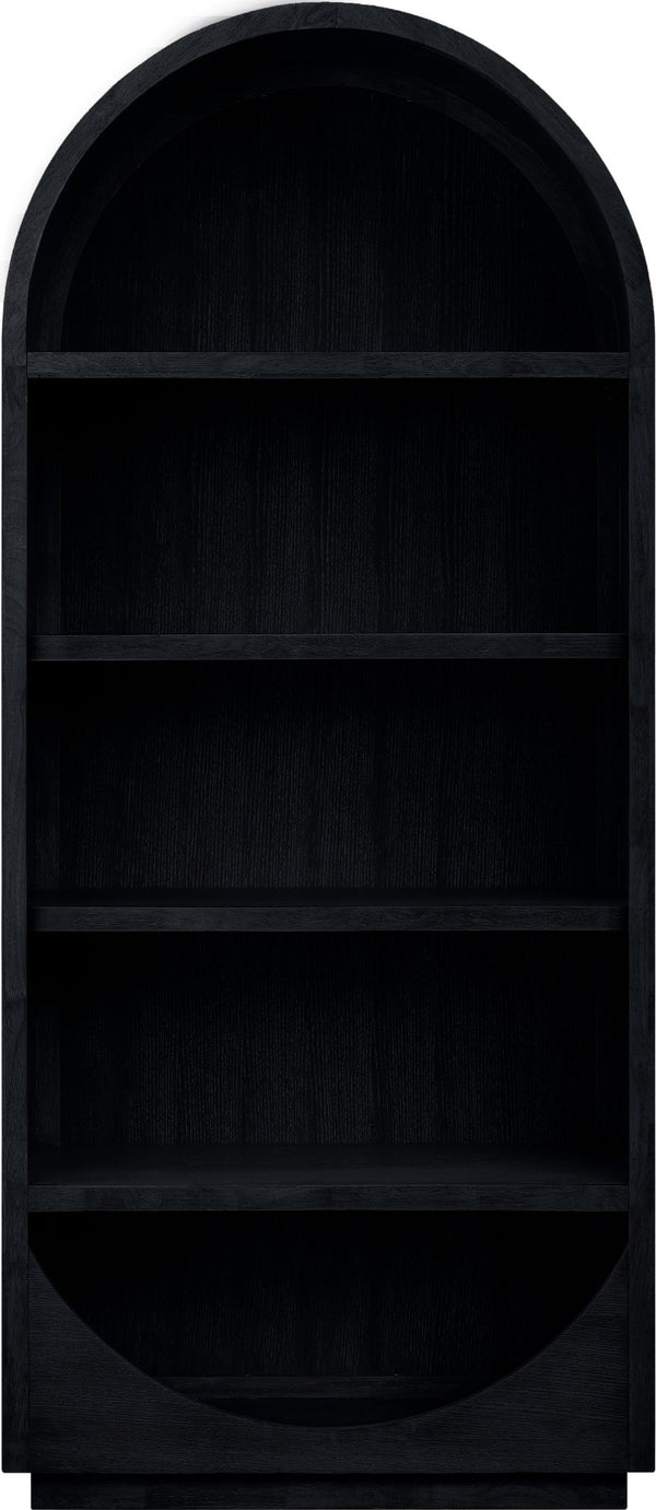 Meridian Furniture Hearth Solid Wood Arched Bookcase Five Open Tiers Sculptural Display for Home Office Storage Black 77024Black