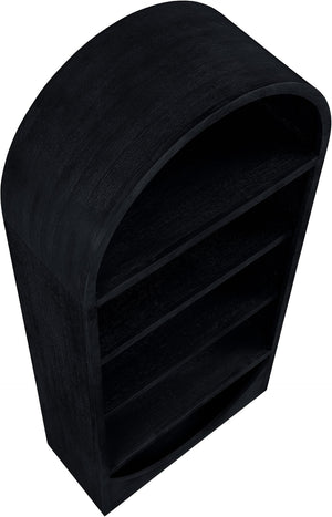 Meridian Furniture Hearth Solid Wood Arched Bookcase Five Open Tiers Sculptural Display for Home Office Storage Black 77024Black