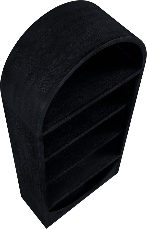 Meridian Furniture Hearth Solid Wood Arched Bookcase Five Open Tiers Sculptural Display for Home Office Storage Black 77024Black