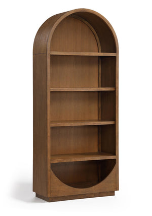 Meridian Furniture Hearth Solid Wood Arched Bookcase Five Open Tiers Sculptural Display for Home Office Storage Brown 77024Brown