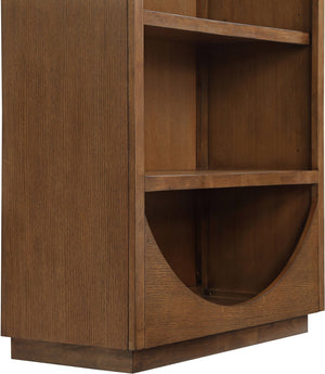 Meridian Furniture Hearth Solid Wood Arched Bookcase Five Open Tiers Sculptural Display for Home Office Storage Brown 77024Brown