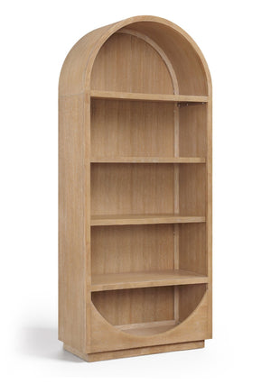 Meridian Furniture Hearth Solid Wood Arched Bookcase Five Open Tiers Sculptural Display for Home Office Storage Natural 77024Natural