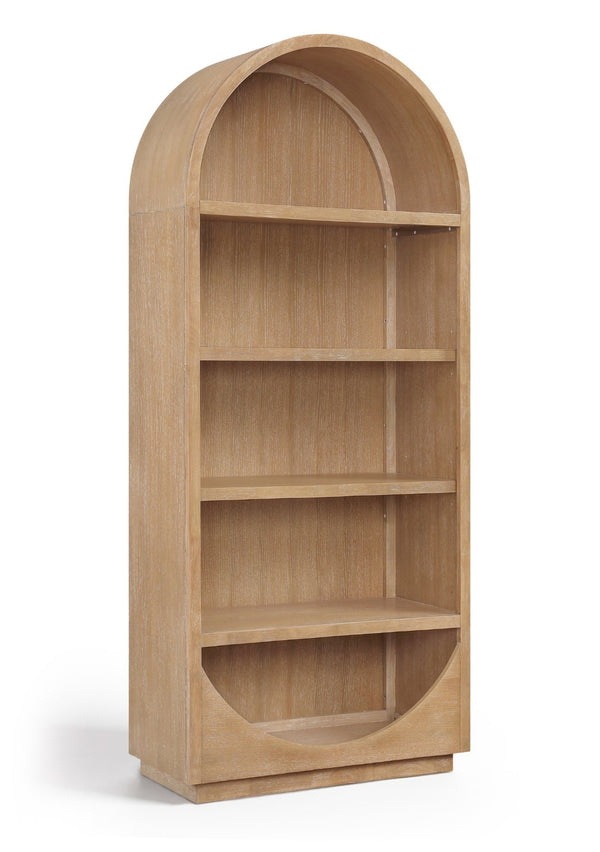 Meridian Furniture Hearth Solid Wood Arched Bookcase Five Open Tiers Sculptural Display for Home Office Storage Natural 77024Natural