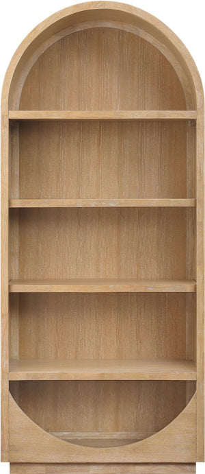 Meridian Furniture Hearth Solid Wood Arched Bookcase Five Open Tiers Sculptural Display for Home Office Storage Natural 77024Natural