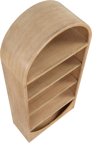 Meridian Furniture Hearth Solid Wood Arched Bookcase Five Open Tiers Sculptural Display for Home Office Storage Natural 77024Natural