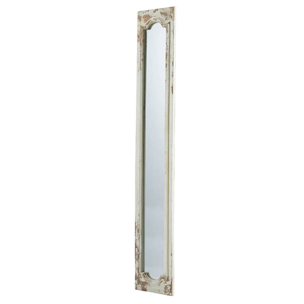 English Elm 11.8x1.6x69.3" Arched Leaning Floor Mirror Weathered Wood Frame Vintage Farmhouse W2078P492176