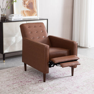 English Elm Christopher Knight Home® - Fabric Recliner Chair Mid-Century Modern Pushback Single Sofa with Tufted Cushion, Birch Legs, Cozy Comfort Light Brown 60741.00PUCOGN