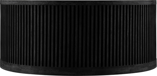 Meridian Furniture Madera Fluted Drum Round Oak Veneer Coffee Table with Caster Wheels for Bold Living Rooms Black 77031Black-CT