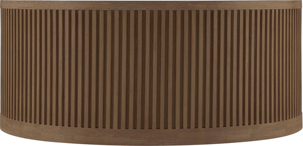 Meridian Furniture Madera Fluted Drum Round Oak Veneer Coffee Table with Caster Wheels for Bold Living Rooms Brown Walnut 77031Brown-CT