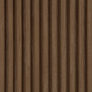 Meridian Furniture Madera Fluted Drum Round Oak Veneer Coffee Table with Caster Wheels for Bold Living Rooms Brown Walnut 77031Brown-CT