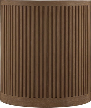 Meridian Furniture Madera Fluted Cylindrical Oak Veneer End Table with Art Deco Sculptural Style for Living Room Brown Walnut 77031Brown-ET
