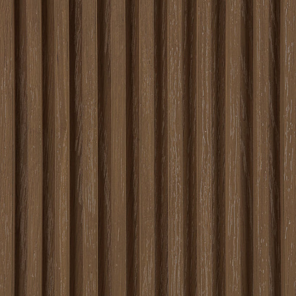 Meridian Furniture Madera Fluted Cylindrical Oak Veneer End Table with Art Deco Sculptural Style for Living Room Brown Walnut 77031Brown-ET