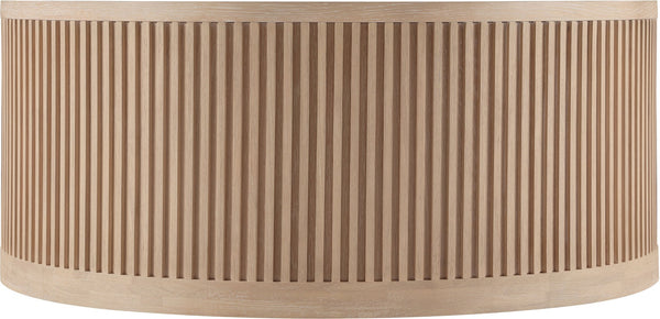 Meridian Furniture Madera Fluted Drum Round Oak Veneer Coffee Table with Caster Wheels for Bold Living Rooms Natural 77031Natural-CT