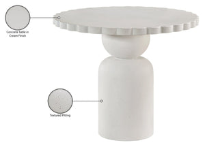 Meridian Furniture Petalia Round Concrete Dining Table Art Deco Sculptural Design for Indoor Outdoor Use Cream 36 inches 77032Cream-DT36