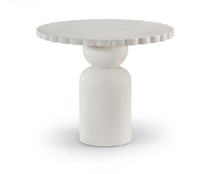 Meridian Furniture Petalia Round Concrete Dining Table Art Deco Sculptural Design for Indoor Outdoor Use Cream 36 inches 77032Cream-DT36