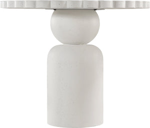 Meridian Furniture Petalia Round Concrete Dining Table Art Deco Sculptural Design for Indoor Outdoor Use Cream 36 inches 77032Cream-DT36