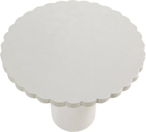Meridian Furniture Petalia Round Concrete Dining Table Art Deco Sculptural Design for Indoor Outdoor Use Cream 36 inches 77032Cream-DT36