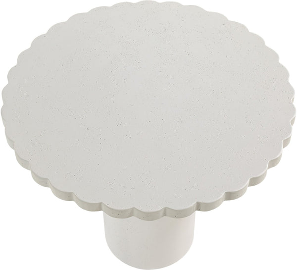 Meridian Furniture Petalia Round Concrete Dining Table Art Deco Sculptural Design for Indoor Outdoor Use Cream 36 inches 77032Cream-DT36
