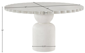 Meridian Furniture Petalia Round Concrete Dining Table Art Deco Sculptural Design for Indoor Outdoor Use Cream 54 inches 77032Cream-DT54