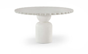 Meridian Furniture Petalia Round Concrete Dining Table Art Deco Sculptural Design for Indoor Outdoor Use Cream 54 inches 77032Cream-DT54