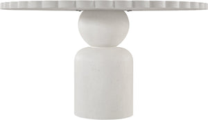 Meridian Furniture Petalia Round Concrete Dining Table Art Deco Sculptural Design for Indoor Outdoor Use Cream 54 inches 77032Cream-DT54