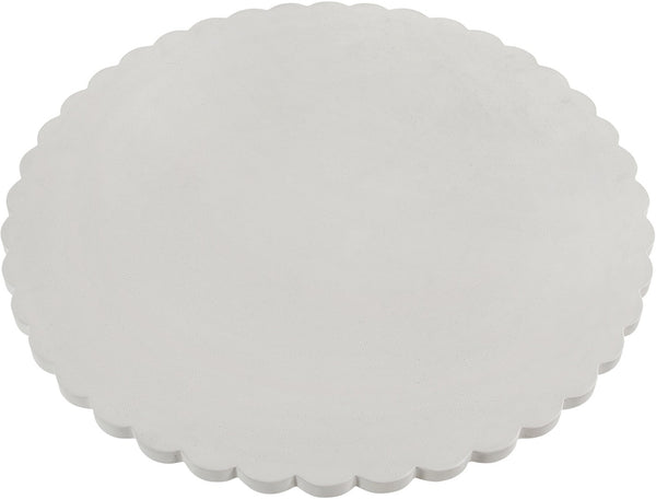 Meridian Furniture Petalia Round Concrete Dining Table Art Deco Sculptural Design for Indoor Outdoor Use Cream 54 inches 77032Cream-DT54